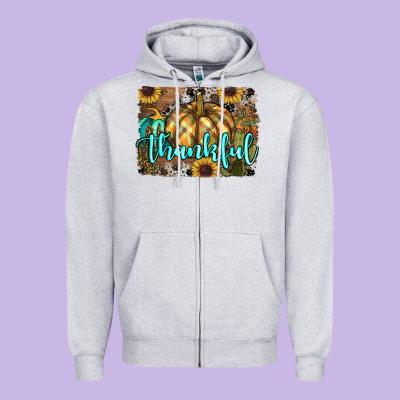 Thankful Pumpkin Zipper Hoodie Designed By Ranaportraitstore