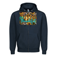 Navy thankful pumpkin Zipper Hoodie - RanaPortraitStore