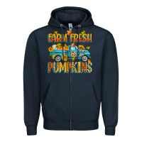 Navy farm fresh pumpkins Zipper Hoodie - Zillion Design Studio