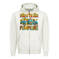 Oatmeal Heather farm fresh pumpkins Zipper Hoodie - Zillion Design Studio