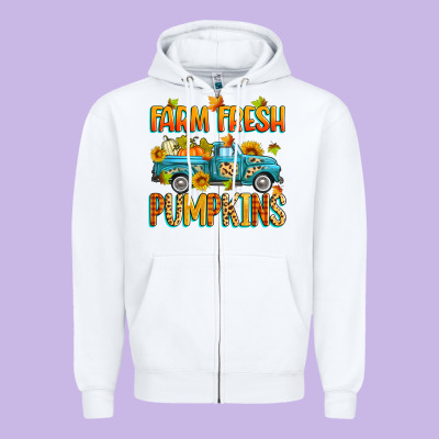 Farm Fresh Pumpkins Zipper Hoodie Designed By Zillion Design Studio