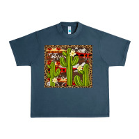 Midnight Navy aztec cowhide cactus background Urban Heavy Tee - Artiststas