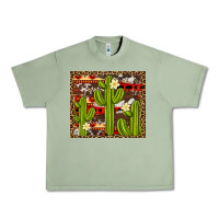 Oil Green aztec cowhide cactus background Urban Heavy Tee - Artiststas