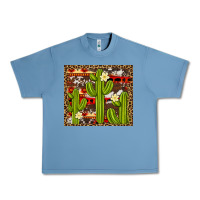 Pebble Blue aztec cowhide cactus background Urban Heavy Tee - Artiststas
