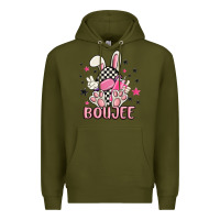 Army Green boujee checkered easter bunny egg trending Premium Hoodie - MaliasSmallBusiness