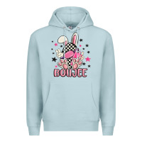 Blue Mist boujee checkered easter bunny egg trending Premium Hoodie - MaliasSmallBusiness