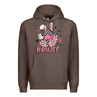 Coffee boujee checkered easter bunny egg trending Premium Hoodie - MaliasSmallBusiness