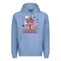 Colony Blue boujee checkered easter bunny egg trending Premium Hoodie - MaliasSmallBusiness
