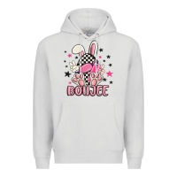 Dove Grey boujee checkered easter bunny egg trending Premium Hoodie - MaliasSmallBusiness