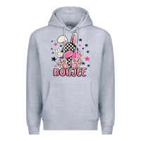Heather Grey boujee checkered easter bunny egg trending Premium Hoodie - MaliasSmallBusiness