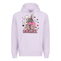 Lilac boujee checkered easter bunny egg trending Premium Hoodie - MaliasSmallBusiness