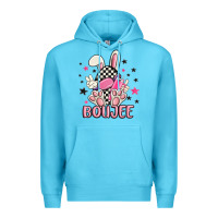 Ocean Blue boujee checkered easter bunny egg trending Premium Hoodie - MaliasSmallBusiness