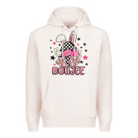 Pale Pink boujee checkered easter bunny egg trending Premium Hoodie - MaliasSmallBusiness