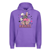 Purple boujee checkered easter bunny egg trending Premium Hoodie - MaliasSmallBusiness