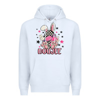 White boujee checkered easter bunny egg trending Premium Hoodie - MaliasSmallBusiness