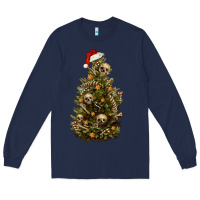 Navy Skeleton merry christmas tree Long Sleeve Tee - RanaPortraitStore
