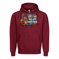 Burgundy just a girl who loves christmas Zipper Hoodie - RanaPortraitStore