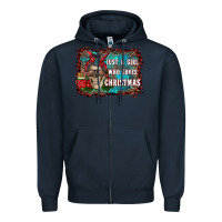 Navy just a girl who loves christmas Zipper Hoodie - RanaPortraitStore