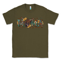 Army Green western mama with highland cow Classic Tee - RanaPortraitStore