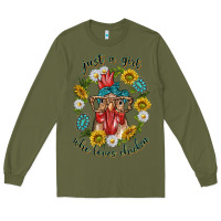Army Green just a girl who loves chicken with sunflowers and gemstone Long Sleeve Tee - texasbilliewilder