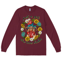 Burgundy just a girl who loves chicken with sunflowers and gemstone Long Sleeve Tee - texasbilliewilder