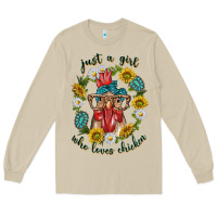 Mushroom just a girl who loves chicken with sunflowers and gemstone Long Sleeve Tee - texasbilliewilder