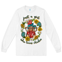 White just a girl who loves chicken with sunflowers and gemstone Long Sleeve Tee - texasbilliewilder