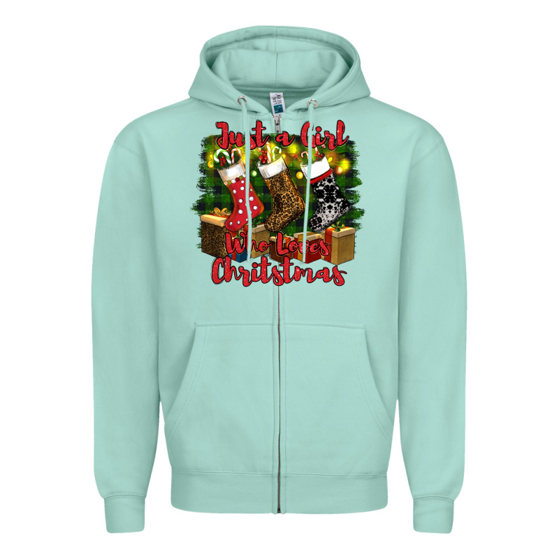 Just A Girl Who Loves Christmas Zipper Hoodie by RanaPortraitStore | Teevron