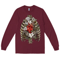Burgundy Skeleton Rib Cage Heart Long Sleeve Tee - RanaPortraitStore