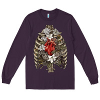 Plum Skeleton Rib Cage Heart Long Sleeve Tee - RanaPortraitStore