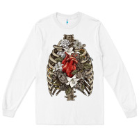 White Skeleton Rib Cage Heart Long Sleeve Tee - RanaPortraitStore