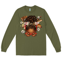 Army Green baseball afro messy bun Long Sleeve Tee - texasbilliewilder
