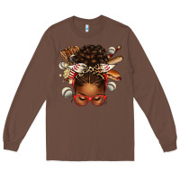 Chestnut baseball afro messy bun Long Sleeve Tee - texasbilliewilder