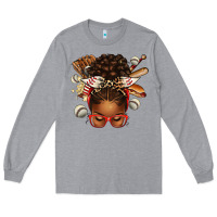 Heather Grey baseball afro messy bun Long Sleeve Tee - texasbilliewilder