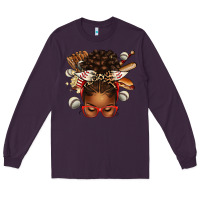 Plum baseball afro messy bun Long Sleeve Tee - texasbilliewilder