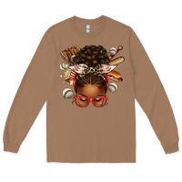 Toasted Coconut baseball afro messy bun Long Sleeve Tee - texasbilliewilder