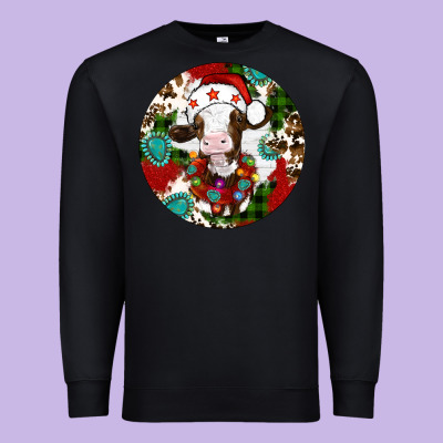 Christmas Cow Gemstone Premium Sweatshirt Designed By Artiststas