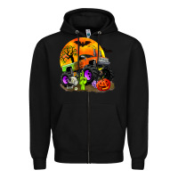 Black halloween monster truck Zipper Hoodie - Zillion Design Studio