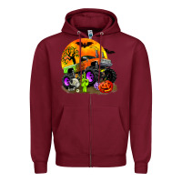 Burgundy halloween monster truck Zipper Hoodie - Zillion Design Studio