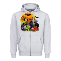 Heather Grey halloween monster truck Zipper Hoodie - Zillion Design Studio