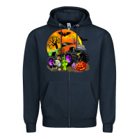 Navy halloween monster truck Zipper Hoodie - Zillion Design Studio