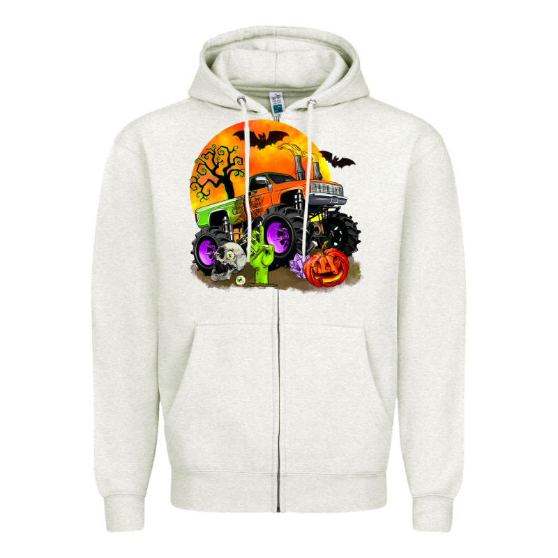 Halloween Monster Truck Zipper Hoodie by Zillion Design Studio | Teevron
