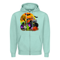Seafoam halloween monster truck Zipper Hoodie - Zillion Design Studio