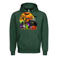 Sports Green halloween monster truck Zipper Hoodie - Zillion Design Studio