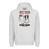 Dove Grey hot mess always stressed volleyball mama Premium Hoodie - MaliasSmallBusiness