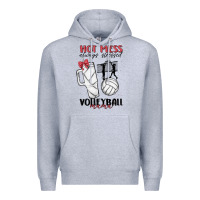 Heather Grey hot mess always stressed volleyball mama Premium Hoodie - MaliasSmallBusiness