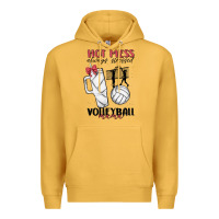 Mustard hot mess always stressed volleyball mama Premium Hoodie - MaliasSmallBusiness