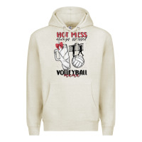 Oatmeal Heather hot mess always stressed volleyball mama Premium Hoodie - MaliasSmallBusiness