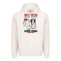 Pale Pink hot mess always stressed volleyball mama Premium Hoodie - MaliasSmallBusiness