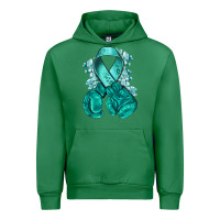 Emerald Ovarian Cancer teal ribbon with boxing gloves Urban Hoodie - NancyCooperArtShop